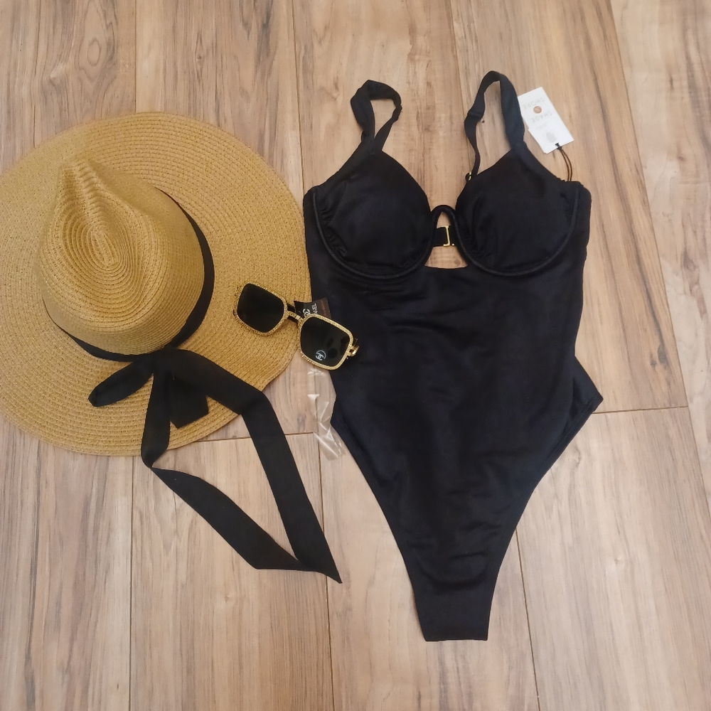 Shade & Shore Black One Piece Swimsuit